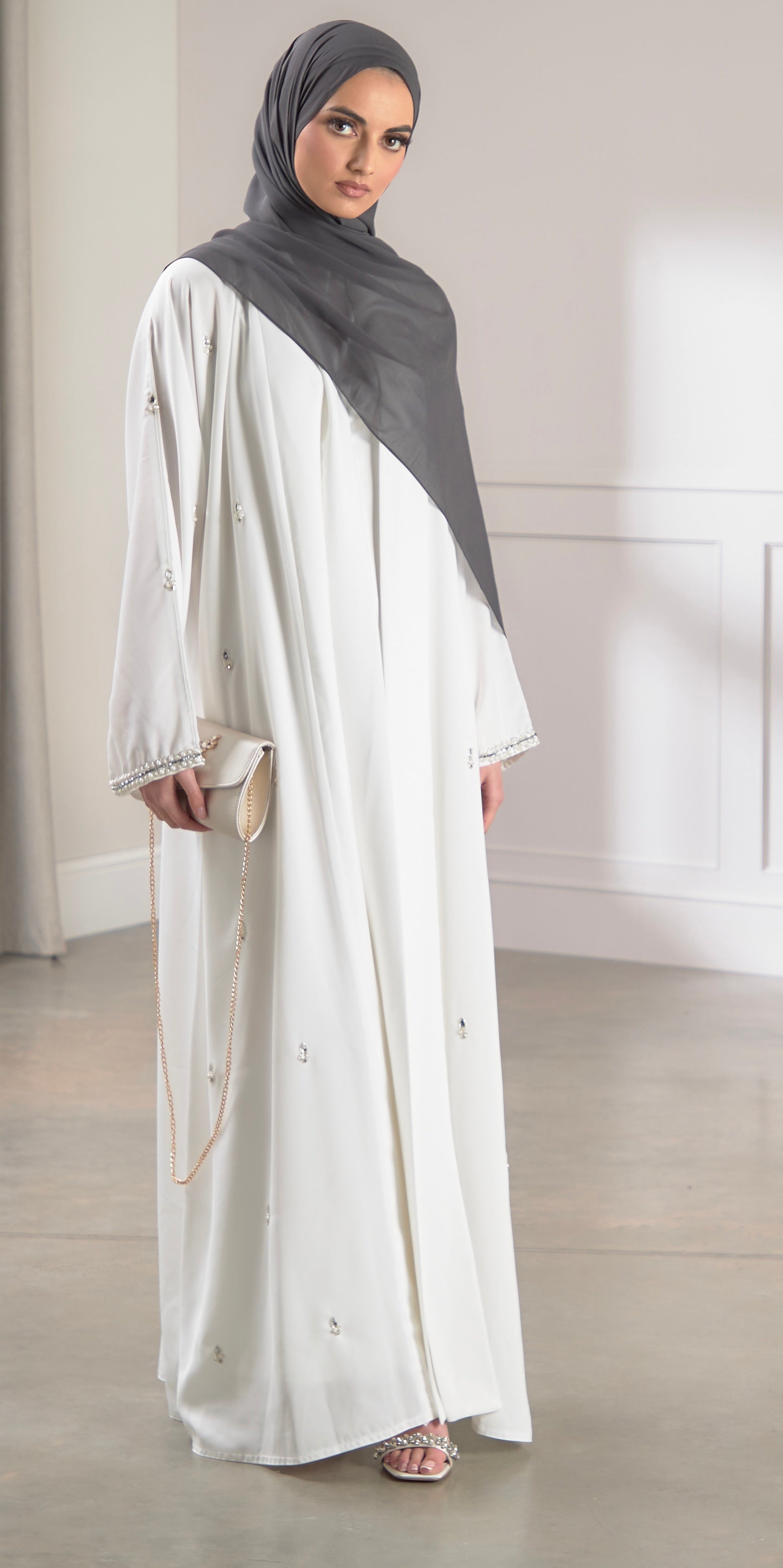 White Pearl Abaya – Aaliya Collections White Pearl Abaya – Aaliya Collections