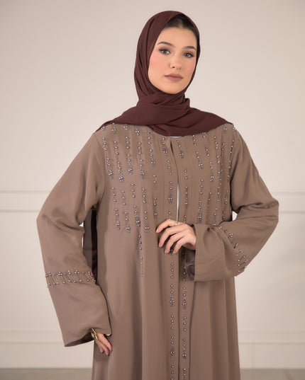 Pearl Veil Abaya - Mocha