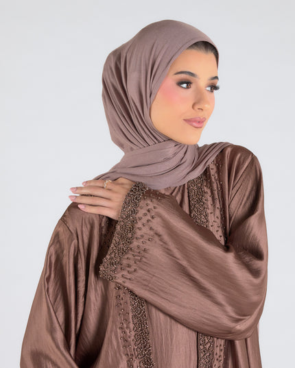 Mink Beaded Abaya Set