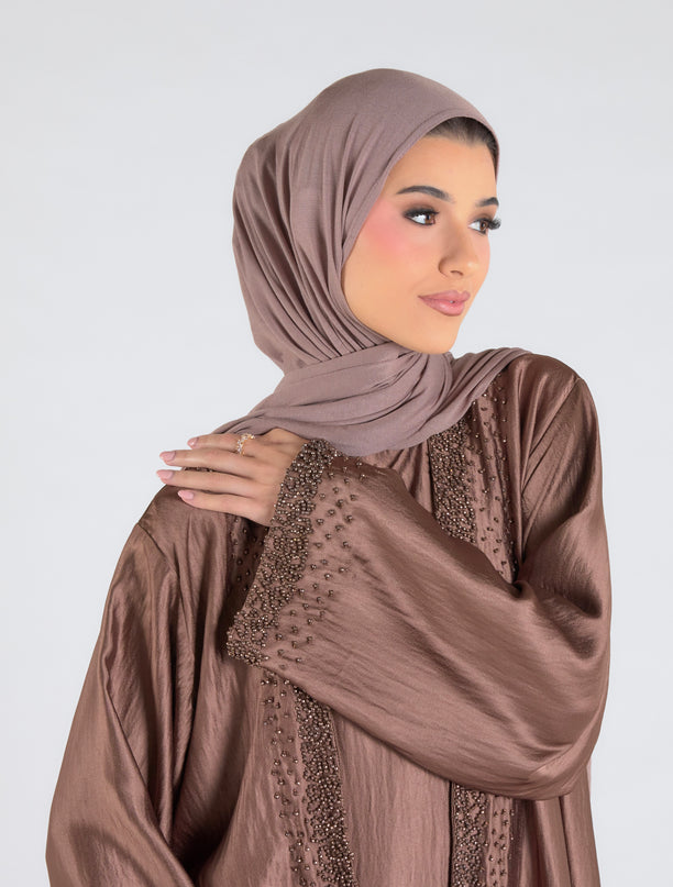 Mink Beaded Abaya Set