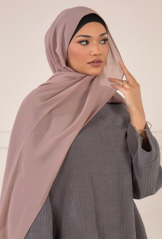 Chiffon Embellished Abaya - Grey
