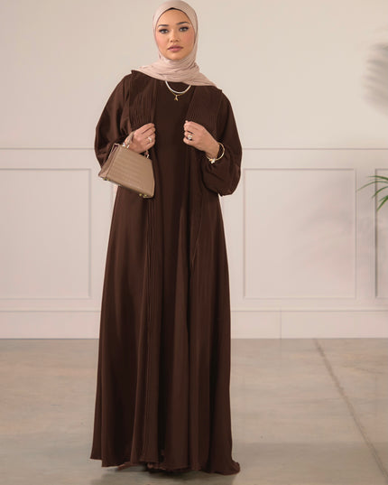 Pleat Abaya Set - Walnut