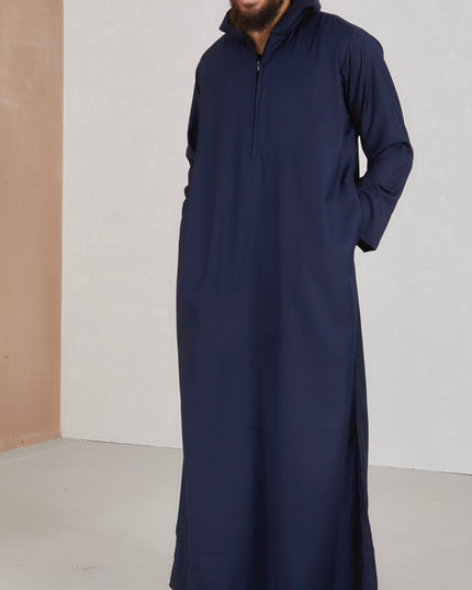 Men's Hooded Thobe - Navy