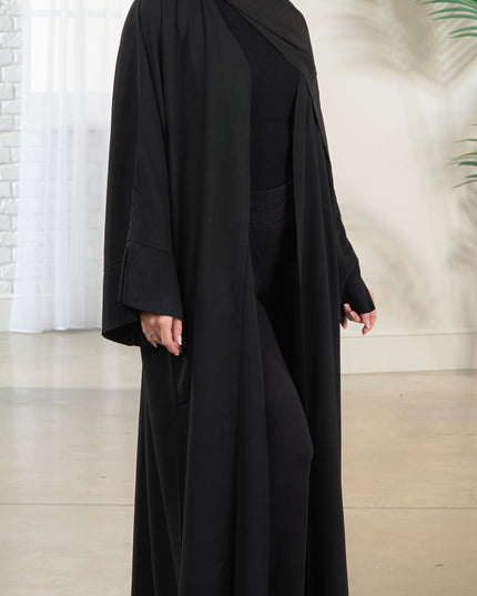 Open Abaya With Matching Hijab - Black