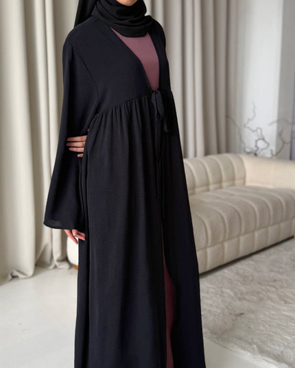 black tie open abaya