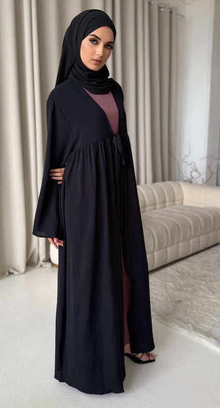 black tie open abaya