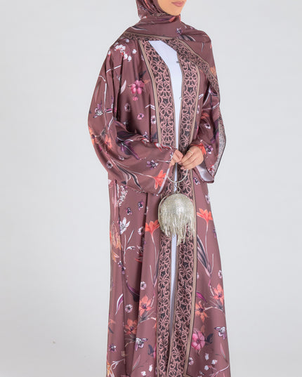 Azure Bloom Abaya - Brown