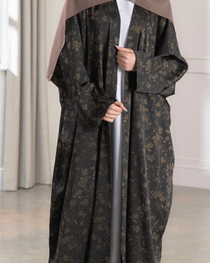 batwing gold flower abaya