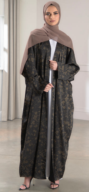 batwing gold flower abaya
