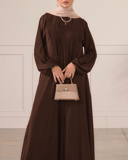 Pleat Abaya Set - Walnut