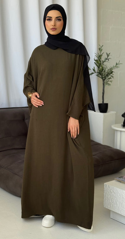 Basic Batwing Abaya - Khaki