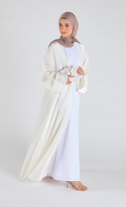 Organza Luxe Abaya - Ivory