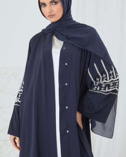 navy embellished abaya