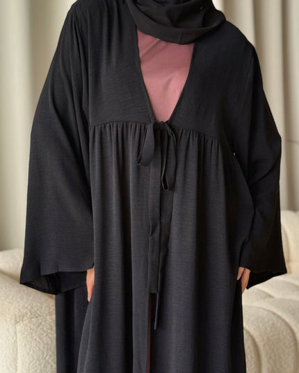 black tie open abaya