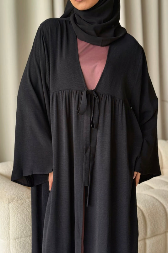 black tie open abaya