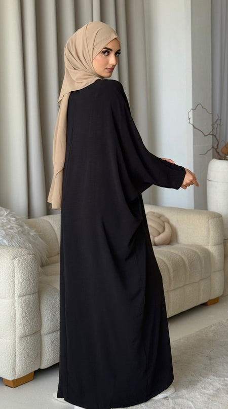 Basic Batwing Abaya - Black