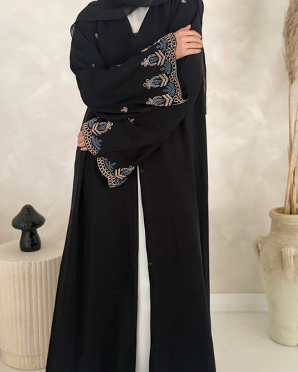 black abaya with embellished sleeves
