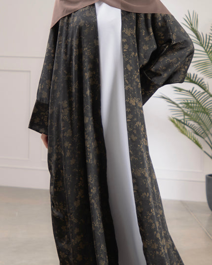 batwing gold flower abaya