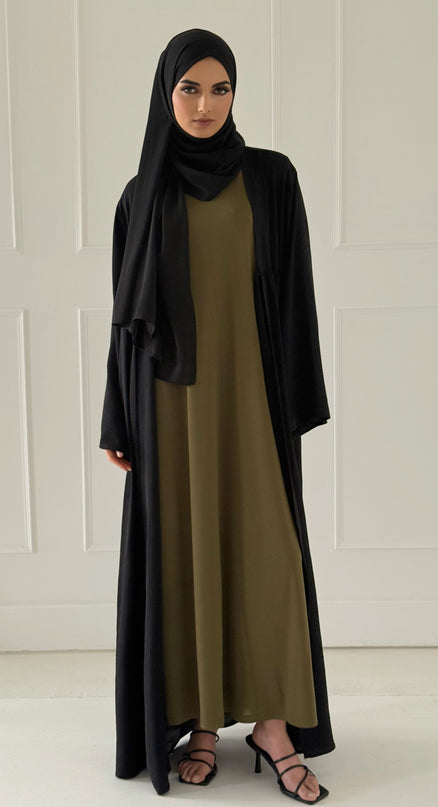 olive sleeveless slip dress