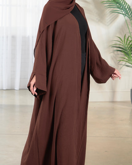 Open Abaya With Matching Hijab - Walnut