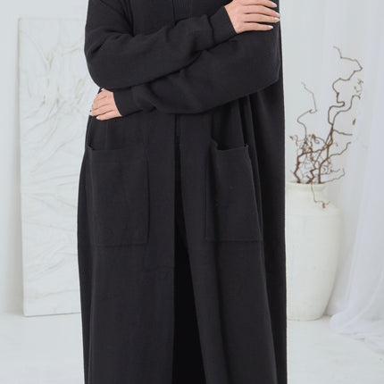 MAXI MODEST BLACK CARDIGAN