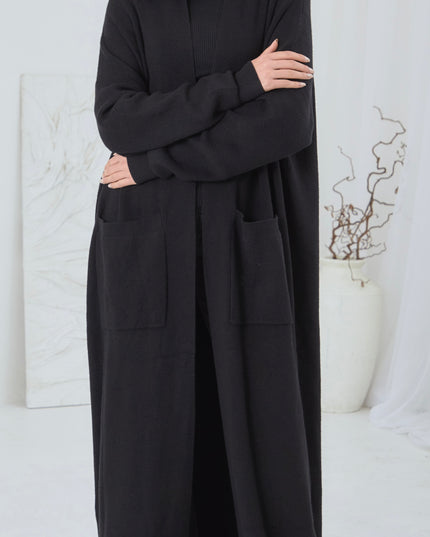 MAXI MODEST BLACK CARDIGAN