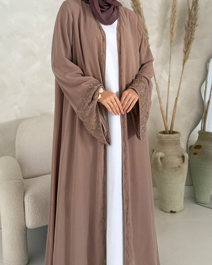 Edith Embellished Abaya - Mocha