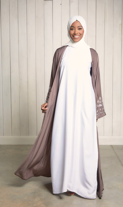 Mauve Embellished Sleeve Abaya