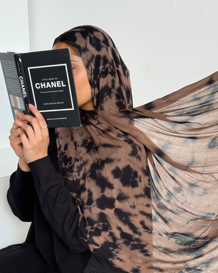 Tie Dye Modal Camo Hijab - Taupe/Black