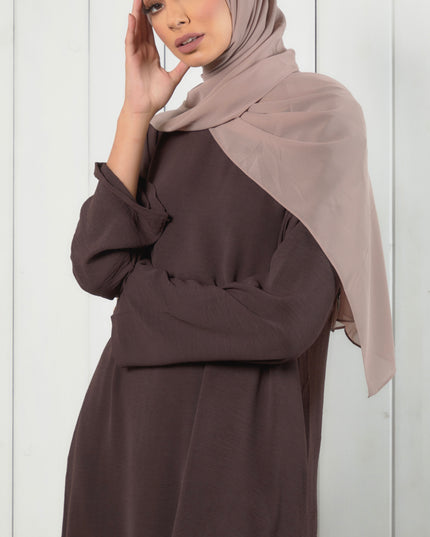 brown closed abaya with pockets
