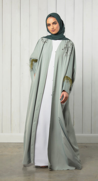 batwing abaya with stone embellishments
