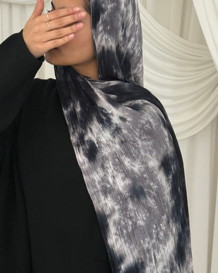 Tie Dye Rayon/Cotton Hijab - Silver Storm