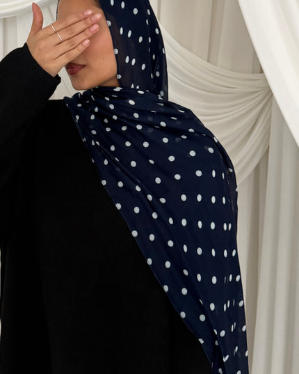 Polka Dot Modal Hijab - Navy