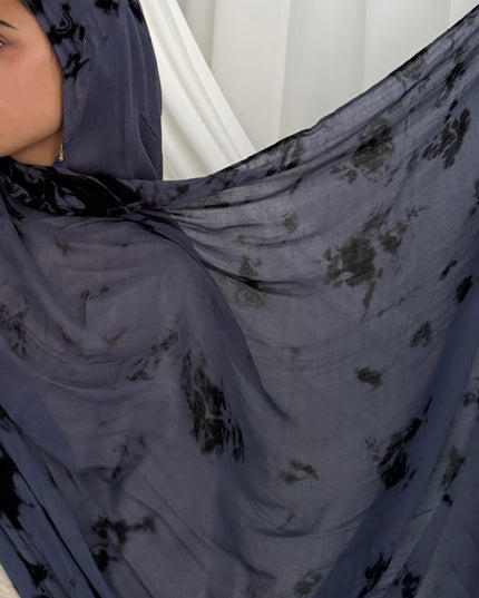 Tie Dye Modal Camo Hijab - Blue/Black