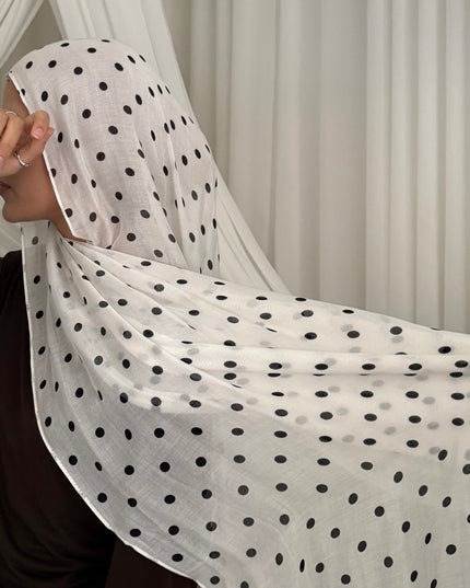 Polka Dot Modal Hijab - White