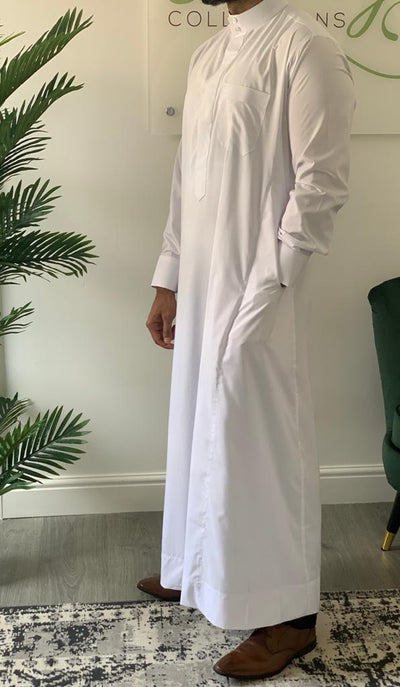 Aaliya Collections Saudi Thobe - White