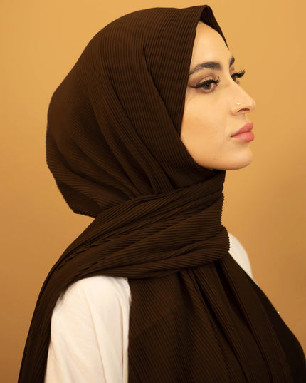 Aaliya Collections Ribbed Chiffon Hijab - Brown