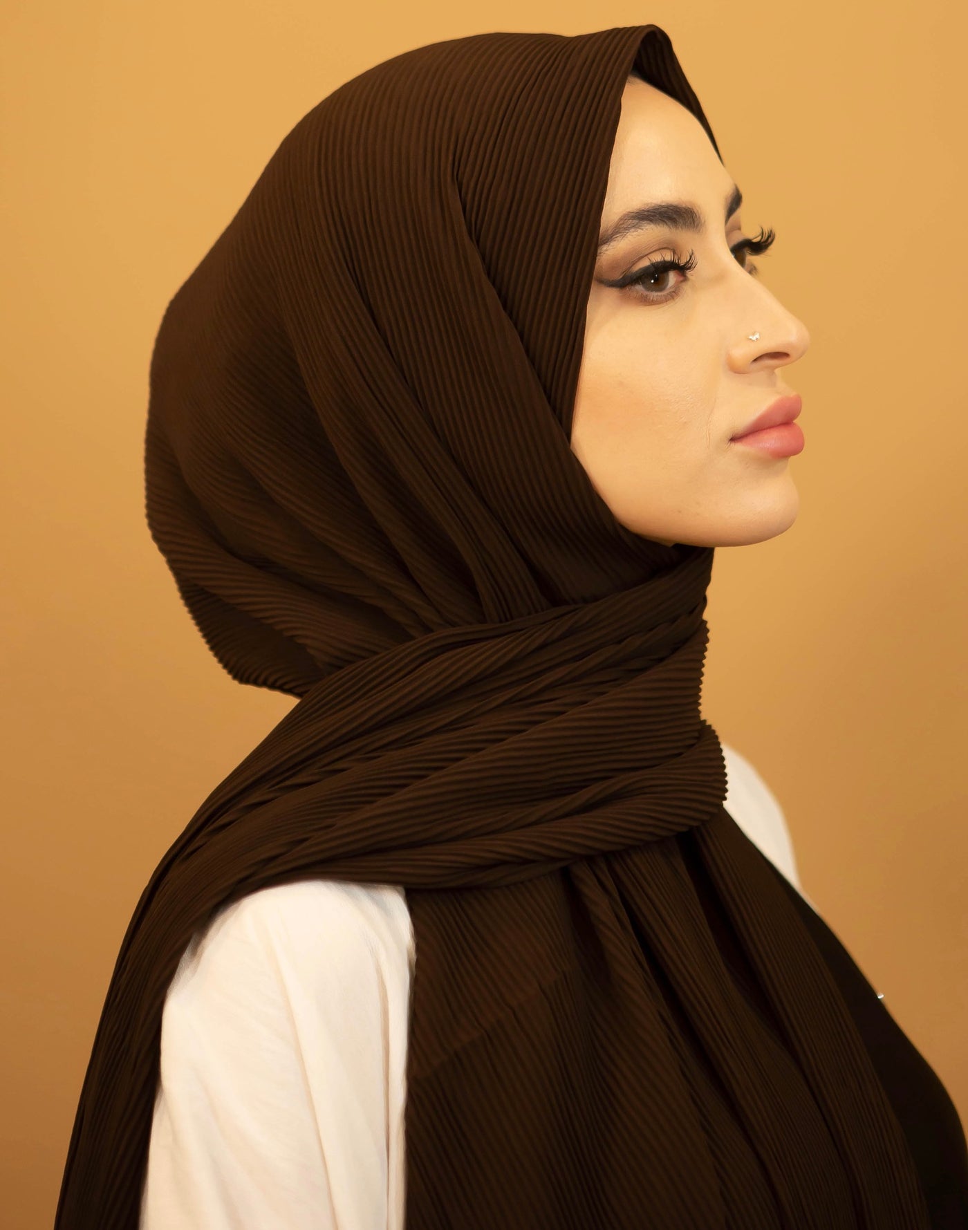 Aaliya Collections Ribbed Chiffon Hijab - Brown