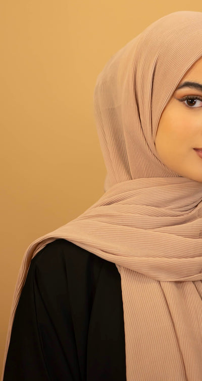 Aaliya Collections Ribbed Chiffon Hijab - Nude