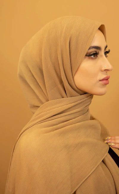 Aaliya Collections Ribbed Chiffon Hijab - Gold