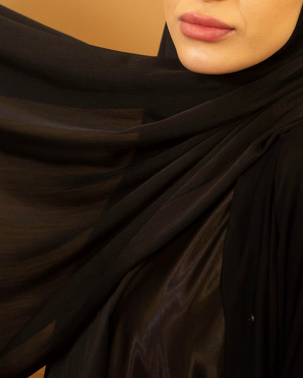 AALIYA COLLECTIONS SATIN RIBBED HIJAB IN BLACK