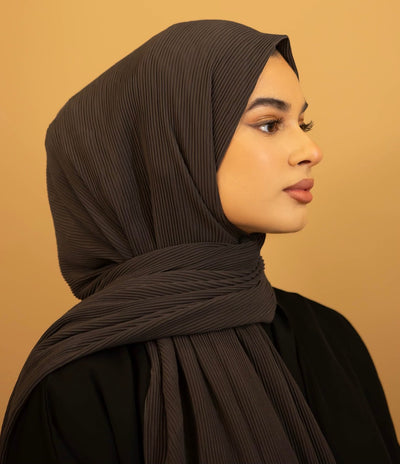 Aaliya Collections Ribbed Chiffon Hijab - Charcoal Grey