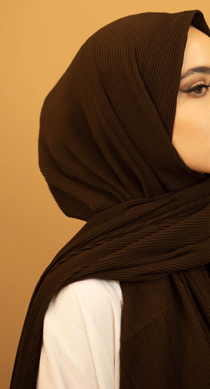 Aaliya Collections Ribbed Chiffon Hijab - Brown