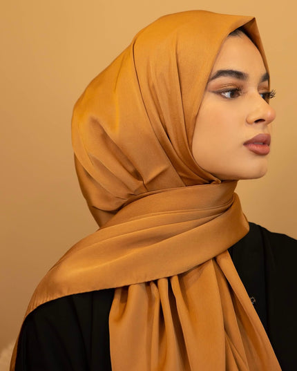 AALIYA COLLECTIONS SATIN CHIFFON HIJAB IN HONEY ORANGE