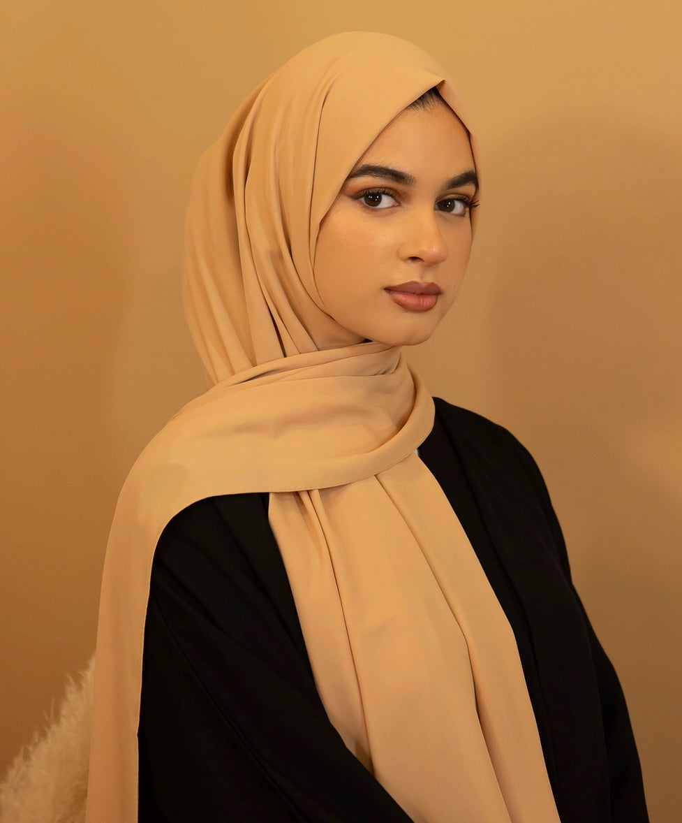 Aaliya Collections Premium Georgette Hijab - Light Camel