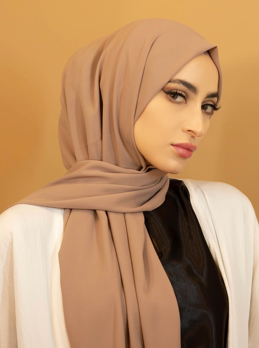 Aaliya Collections Premium Georgette Hijab - Latte