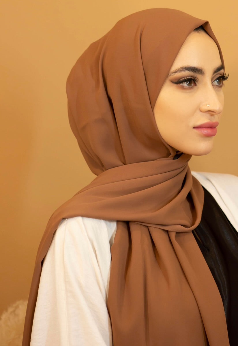 Aaliya Collections Premium Georgette Hijab - Tawny