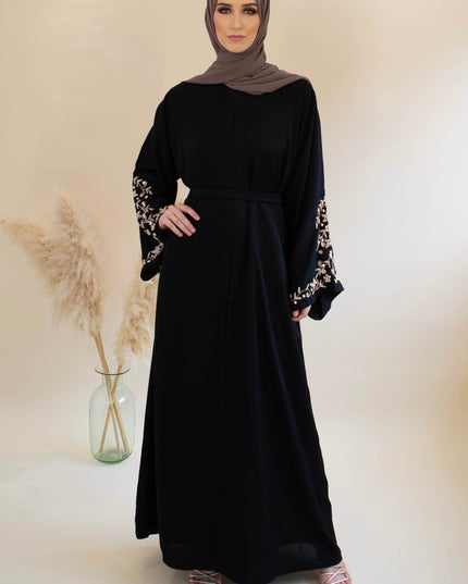 abaya with embellished stone sleeves