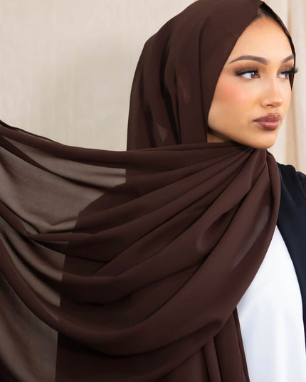 Chiffon Hijab - Dark Walnut