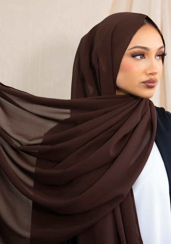 Chiffon Hijab - Dark Walnut